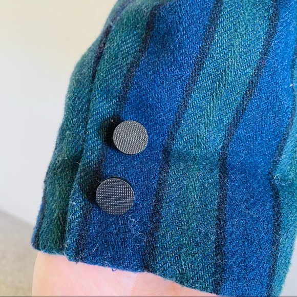 E.H. Woods Blue Green Striped Cropped Button Up Blazer Size 14 - Picture 6 of 11